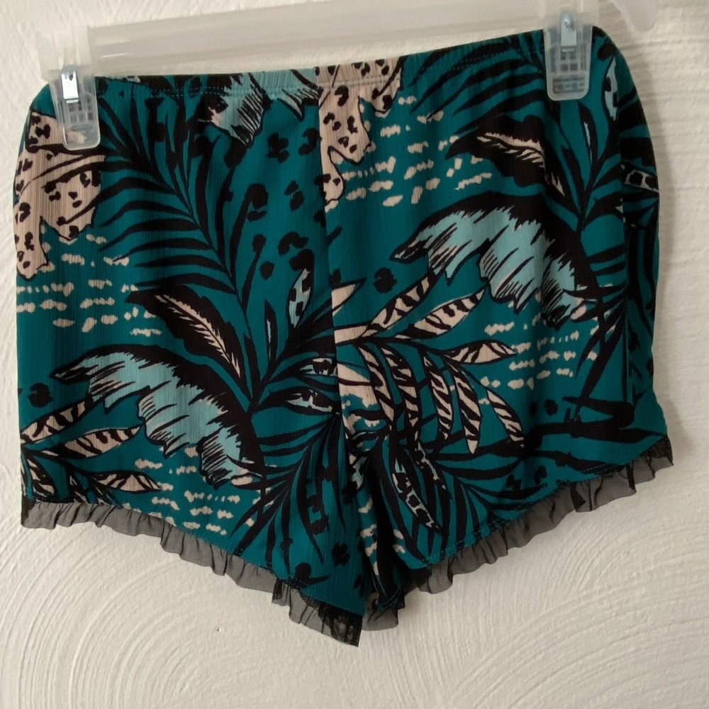 Secret Treasures Teal and Black Pajama Shorts Set Women’s Size Medium New